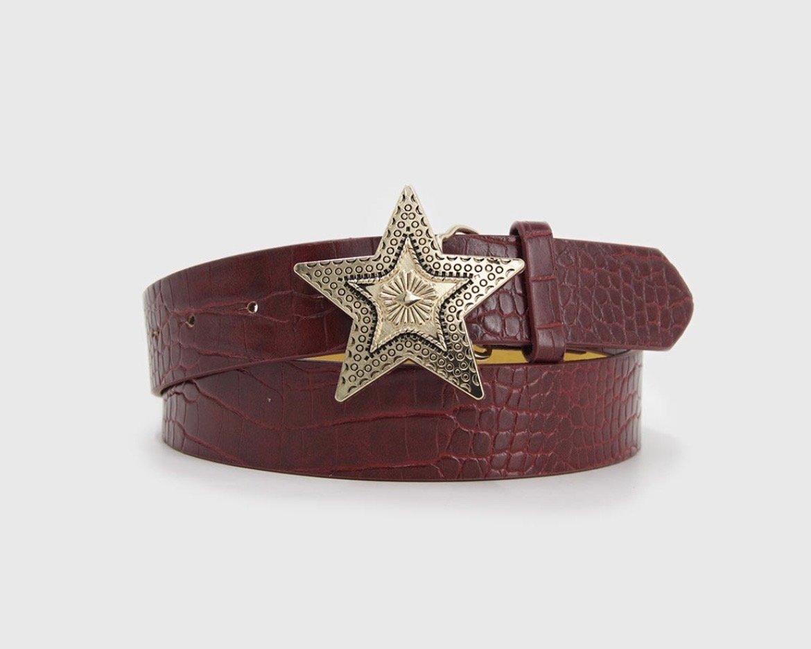 Cinturón hebilla estrella - Burdeo