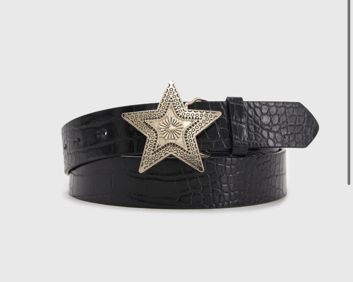 Cinturón hebilla estrella - negro dorado