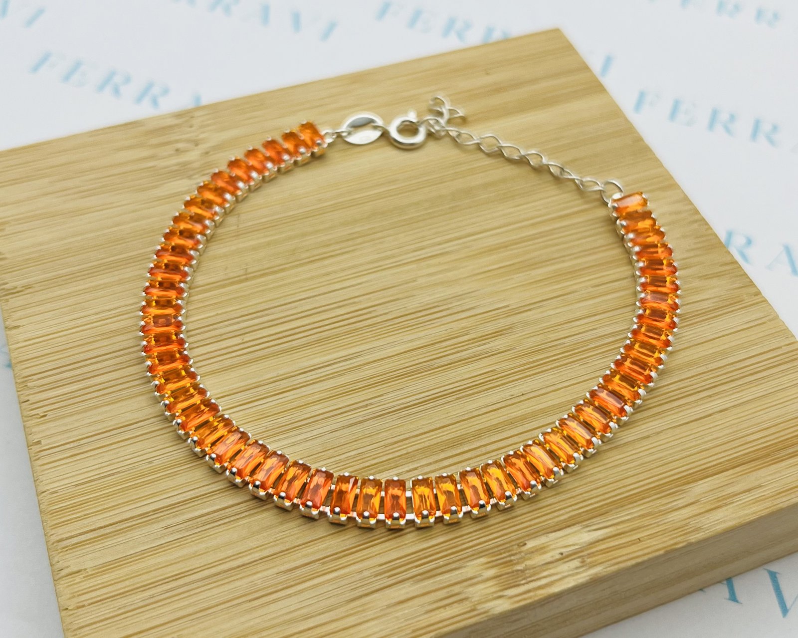 Pulsera Cristal Ambar Naranja - 22cm