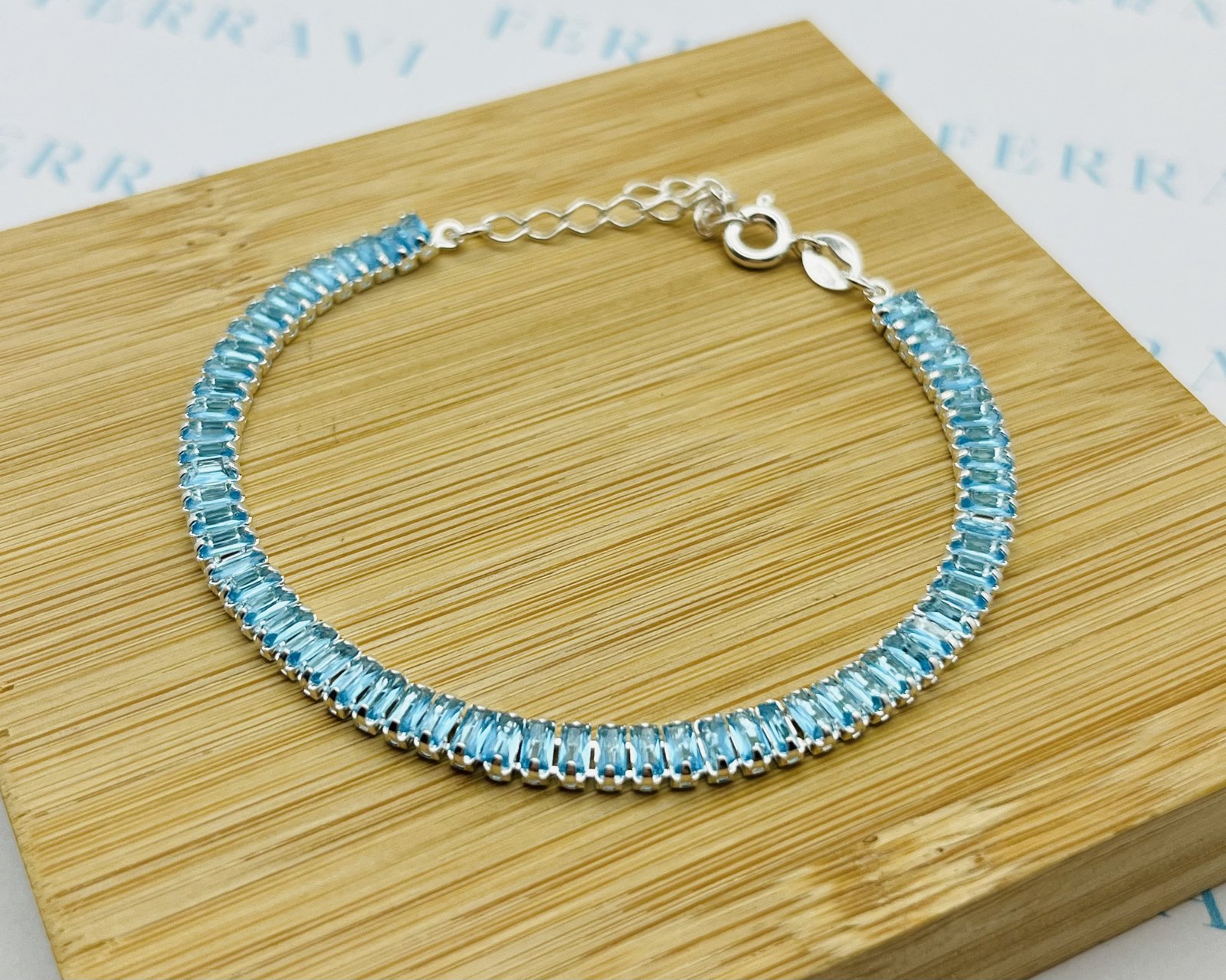 Pulsera Cristal Ambar Celeste - 22cm