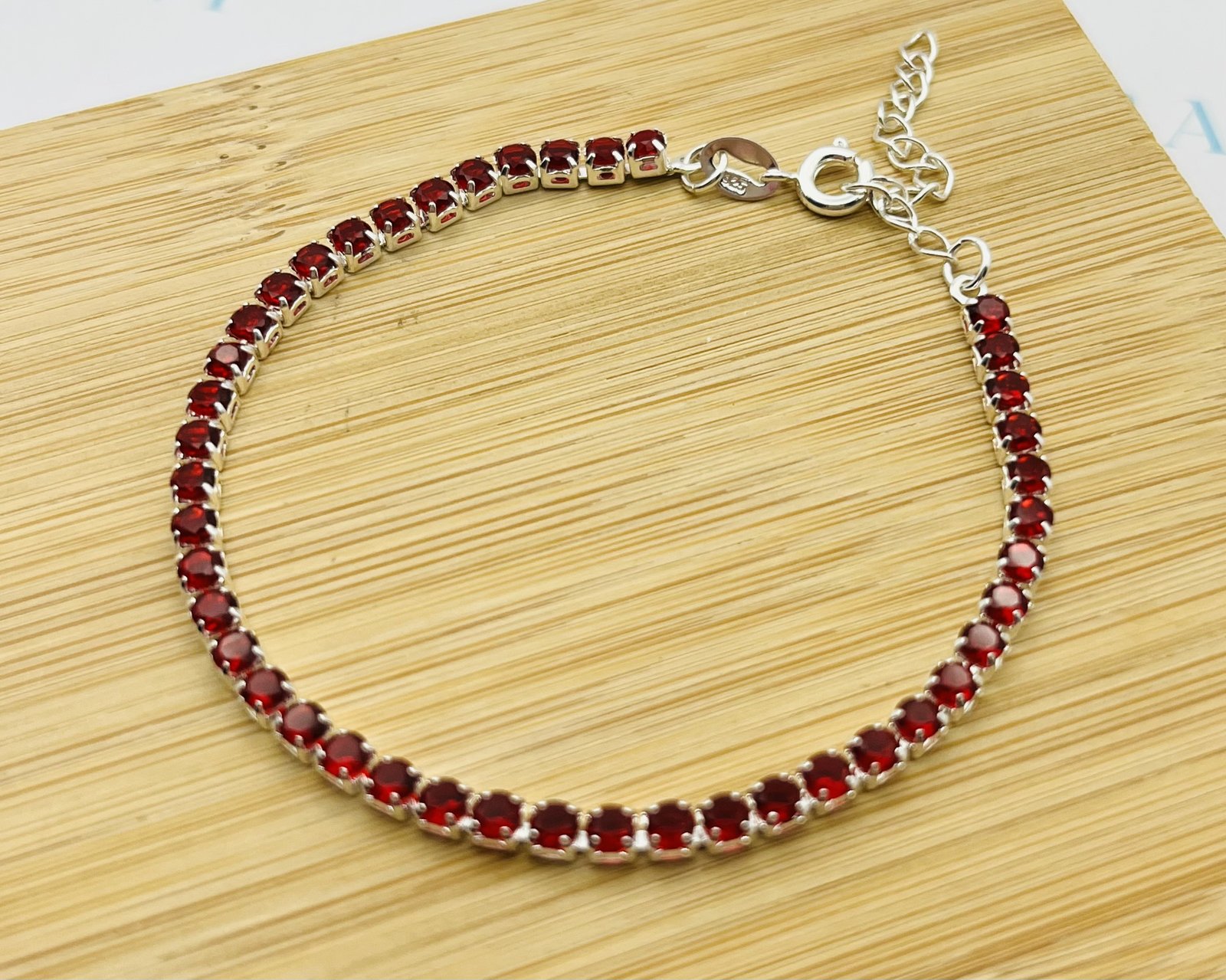 Pulsera Tennis Cristal Roja - 22cm