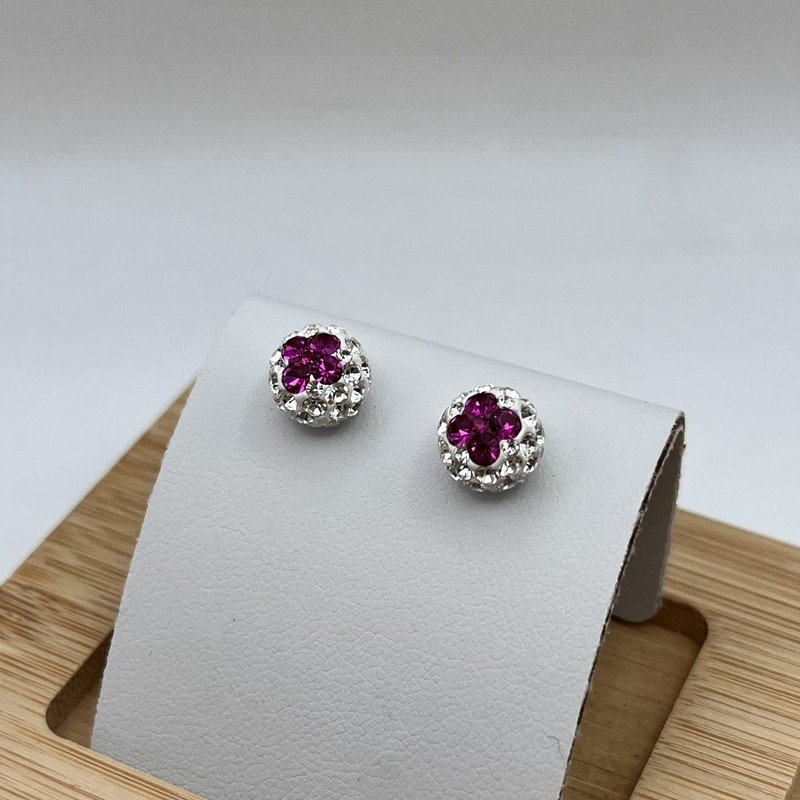 Imagen de Aros Flor Circon Rosados y Blancos