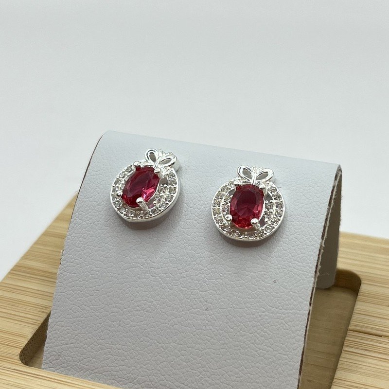 Imagen de Aros Coquette Circón Rojo - 1.5cm