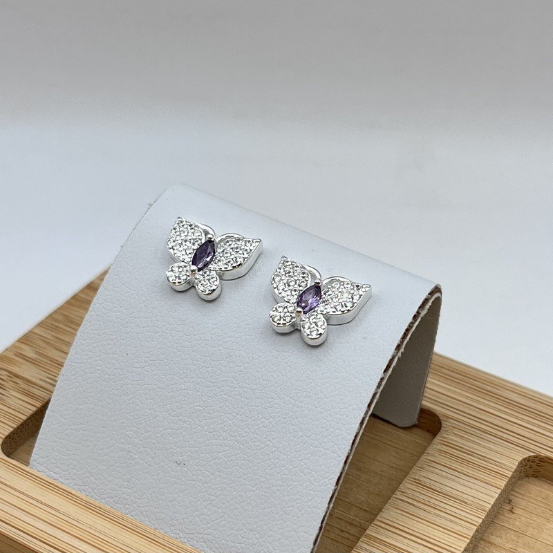Imagen de Aros Mariposa Circón Morado
