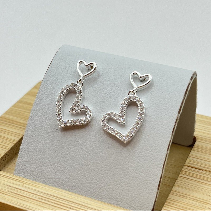 Imagen de Aros Corazón Circón - 1.7cm