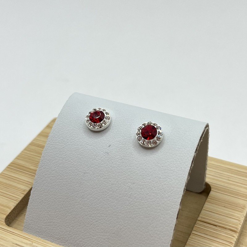 Imagen de Aros Strass Cristal Hecho Con Swarovski Rojo - 5mm
