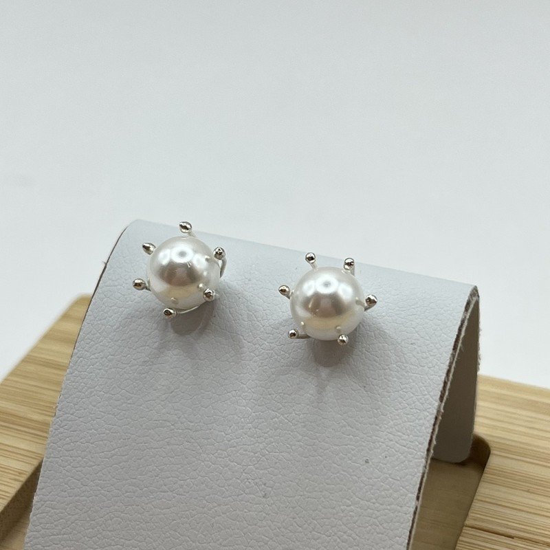 Imagen de Aros Perla beige - 8mm