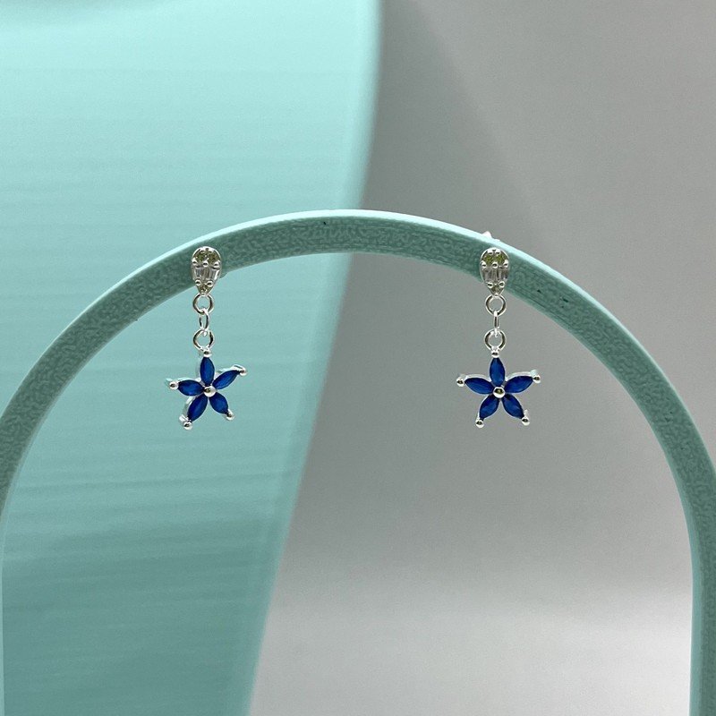 Aros Flor Circones Zafiro