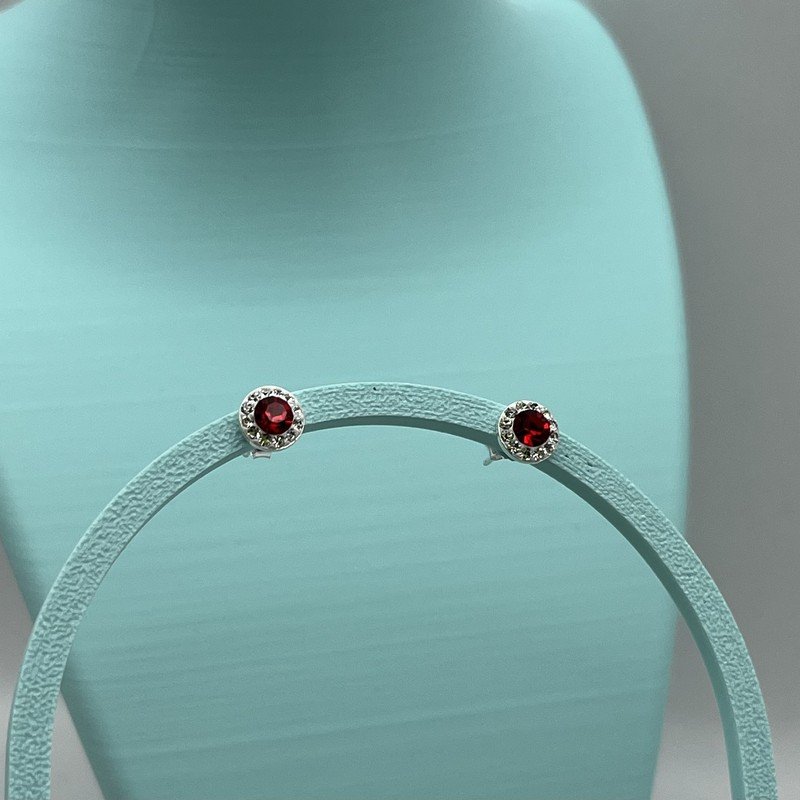 Aros Strass Cristal Hecho Con Swarovski Rojo