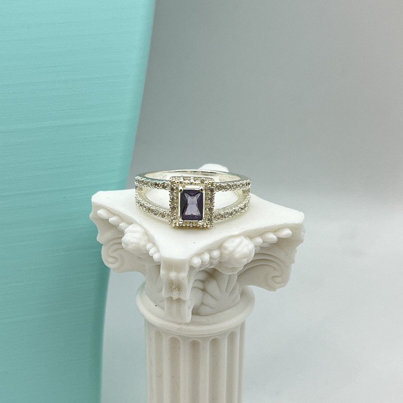 Imagen de Anillo Silver Con Critsal Morado
