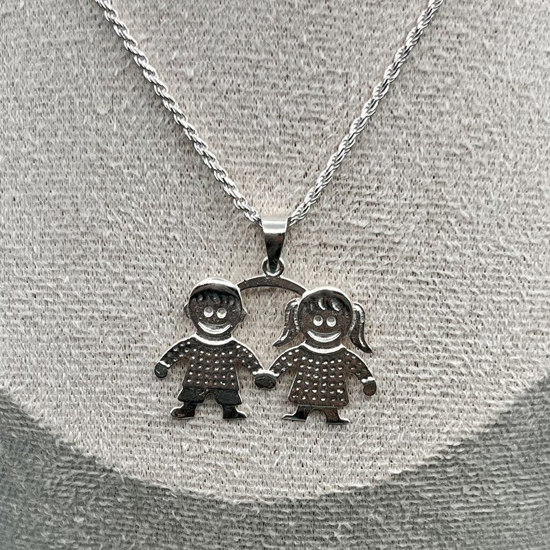 Conjunto Cadena Tourbillon Con Colgante De Niños