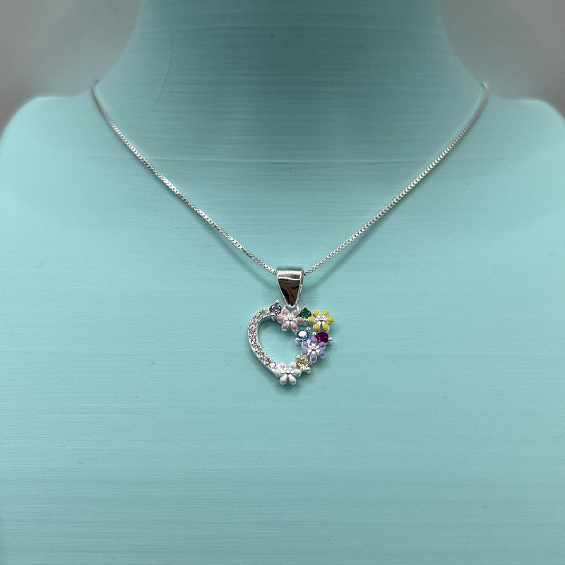 Conjunto Corazón Flores Esmaltado Colores Circones