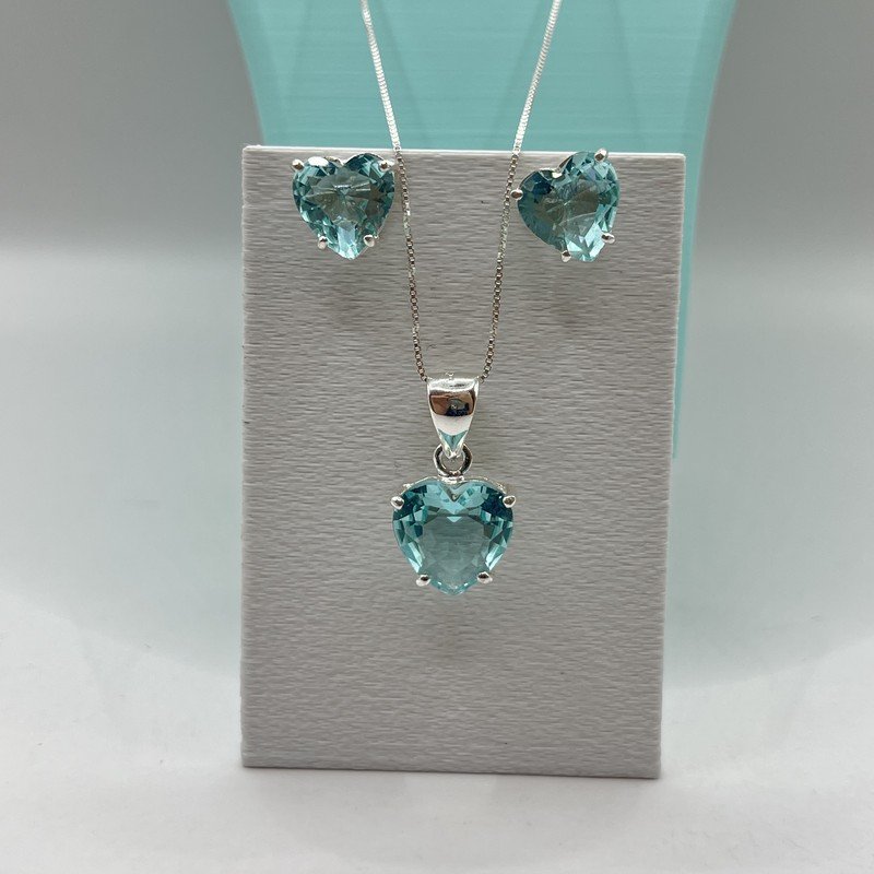 Conjunto Heart Con Cadena y Aros de Cristal