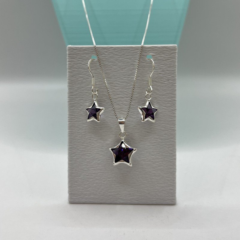 Conjunto Star Con Cadena Y aros Esmaltados