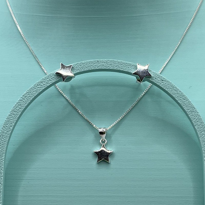 Imagen de Conjunto Star Con Cadena Y aros Esmaltados