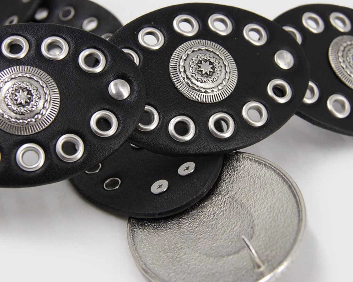 Imagen adicional 1 de Cinturón Boho ovalado - Negro plateado