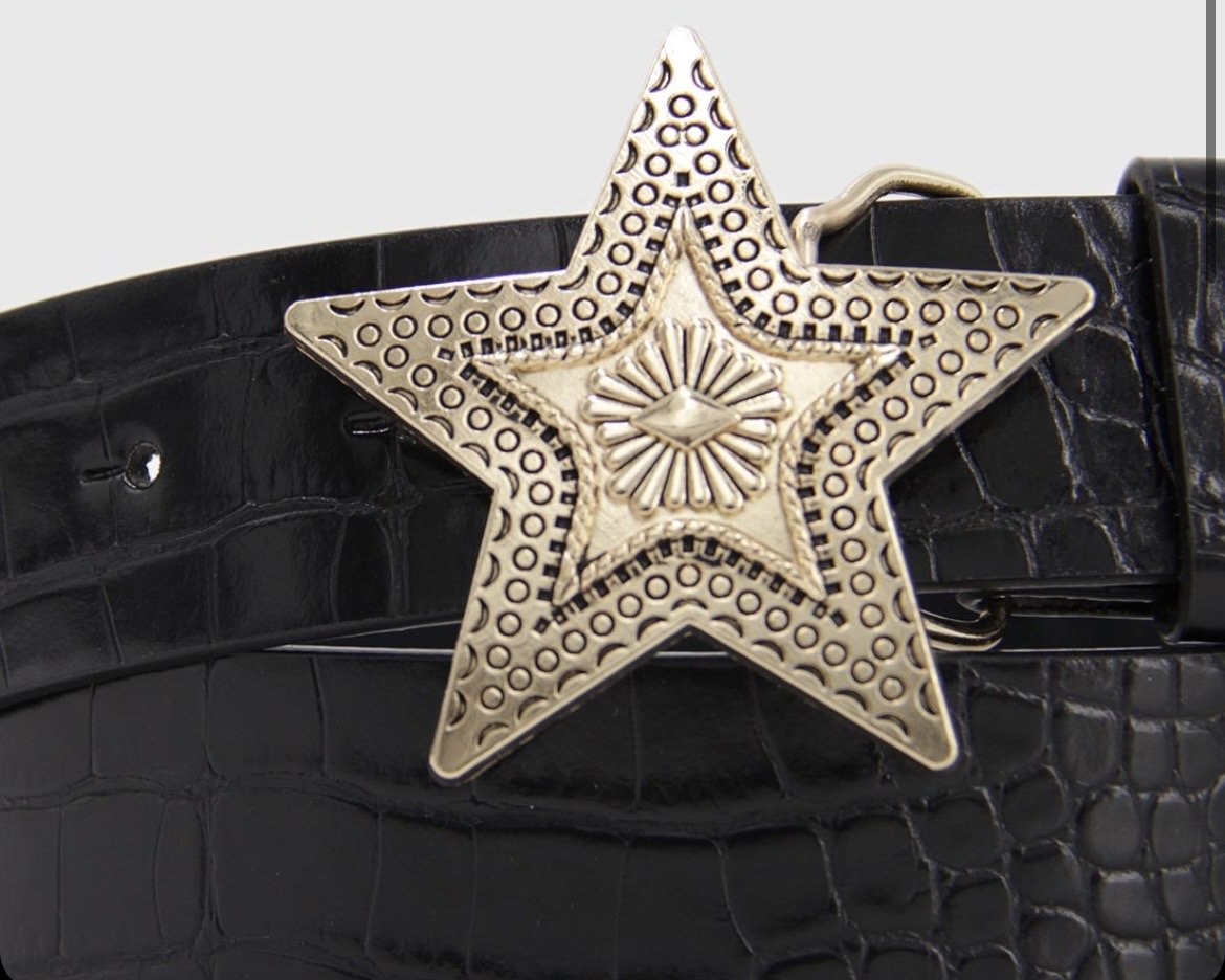 Imagen adicional 1 de Cinturón hebilla estrella - negro dorado