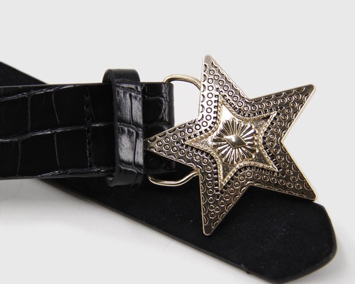 Imagen adicional 2 de Cinturón hebilla estrella - negro dorado