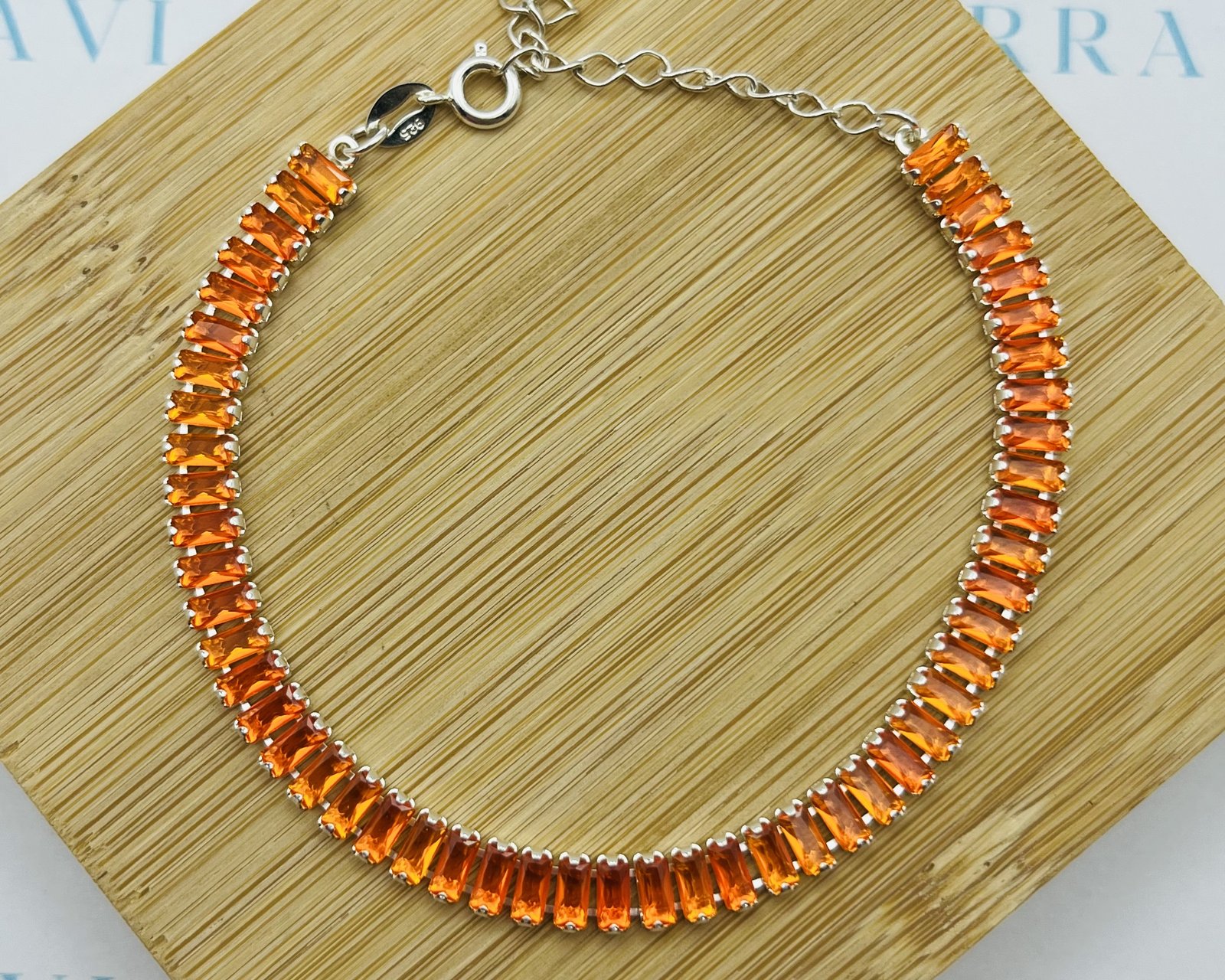 Imagen adicional 1 de Pulsera Cristal Ambar Naranja - 22cm