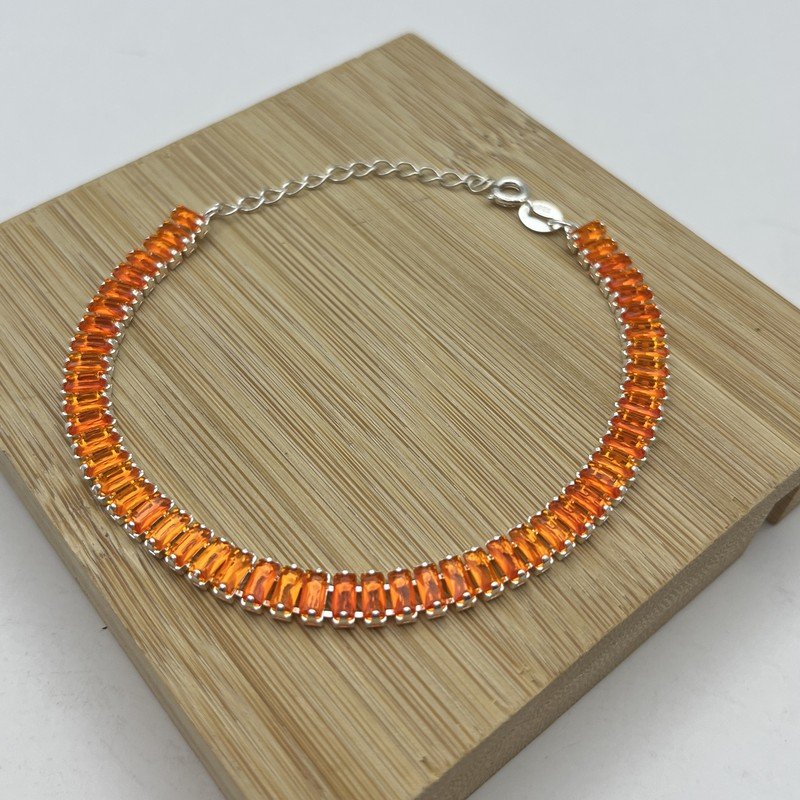 Pulsera Cristal Ámbar Naranja 5mm