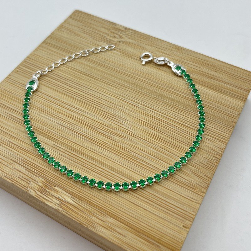 Pulsera Cristal Ámbar Fina  Verde 3mm